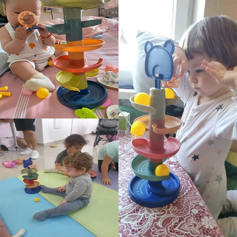 Baby Toys Rolling Ball Pile Tower Early Educational Toy For Babies Rotating Track Educational Baby Gift Stacking Toy For Kids