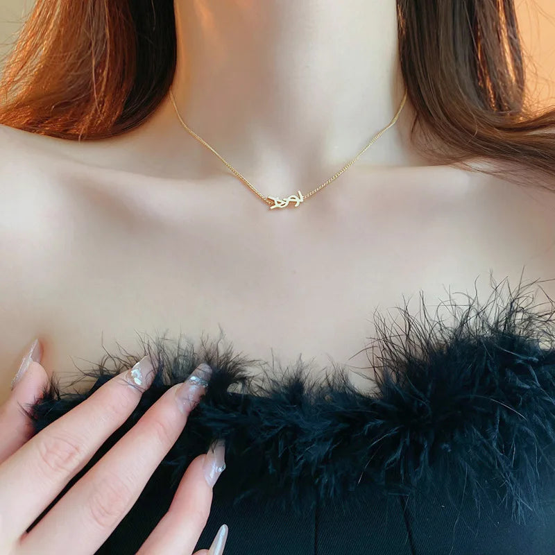 Niche fashion light luxury temperament earrings silver needle metal style letter earrings French simple high-end feeling earring