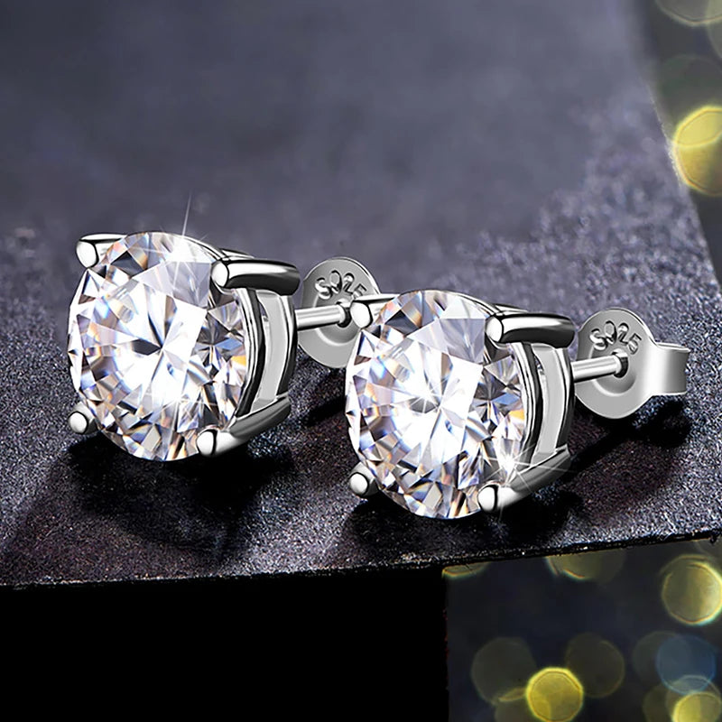 Real 925 Sterling Silver 3mm 4mm 5mm 6mm 7mm Ins CZ Zircon Stud Earrings for Women 18k Gold Plated Fine Jewelry Gift for Girls