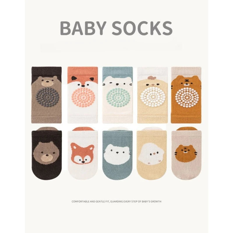 Baby Knee Pad And Floor Socks Set Non-slip Crawling Cushion Infants Toddlers Socks Protector Safety Kneepad 2-piece Set Girl Boy