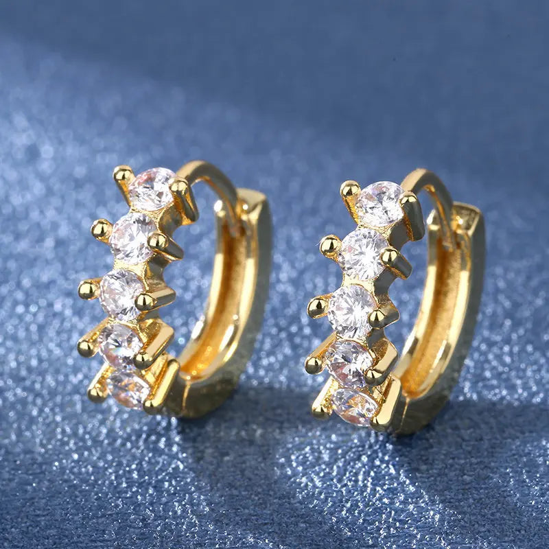 Hot Sale 925 Silver Women Hoop Earrings Luxury Sparkling Pave CZ U Shape Star Moon Fashion Earring For Girl