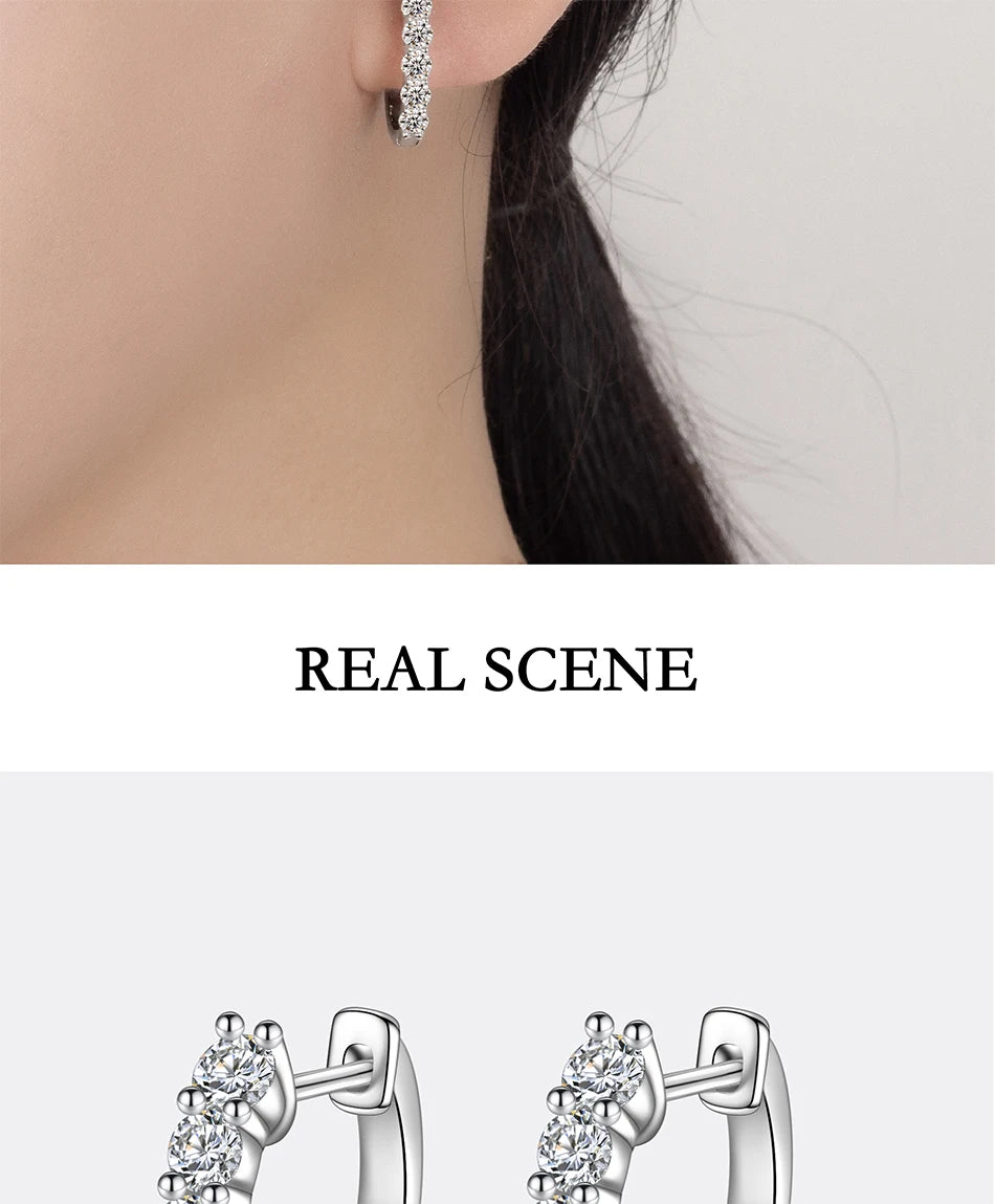 PERMANY 1CT Full Moissanite Earrings for Women S925 Pure Silver Laboratory Certified Cultivation Diamond Luxury Party Jewelry