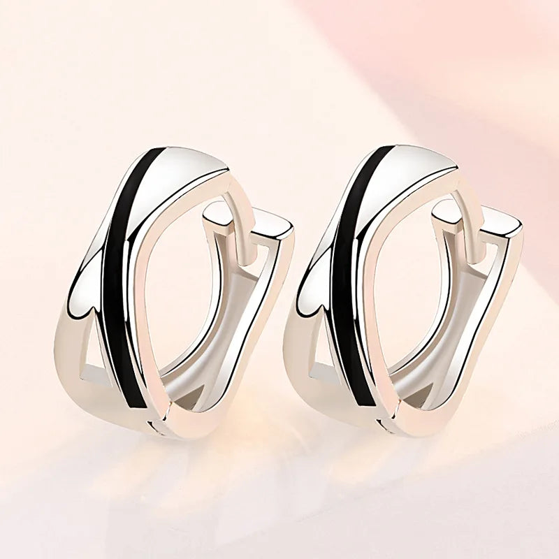 New 925 Sterling Silver Heart Hoop Earrings Stud Earrings Silver Women Star Butterfly Earrings for Women Jewelry Gift E523